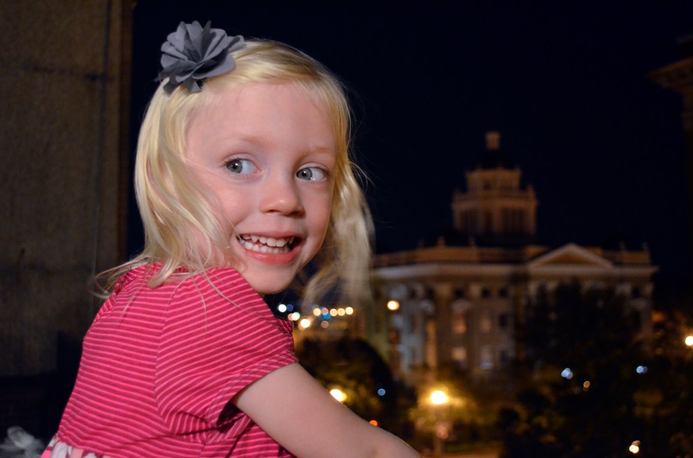 Heidi enjoyed the view of the courthouse and the rest of downtown Valdosta from the rooftop of keira's restaurant, Steel Magnolias.