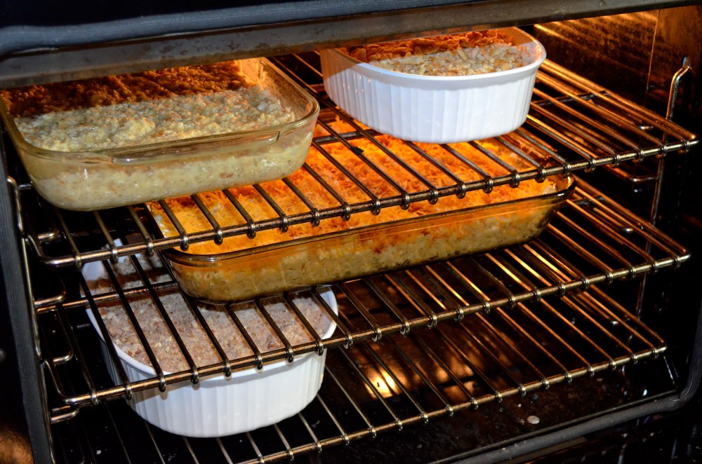 Thanksgiving feast in progress.  Both ovens were full to the brim.