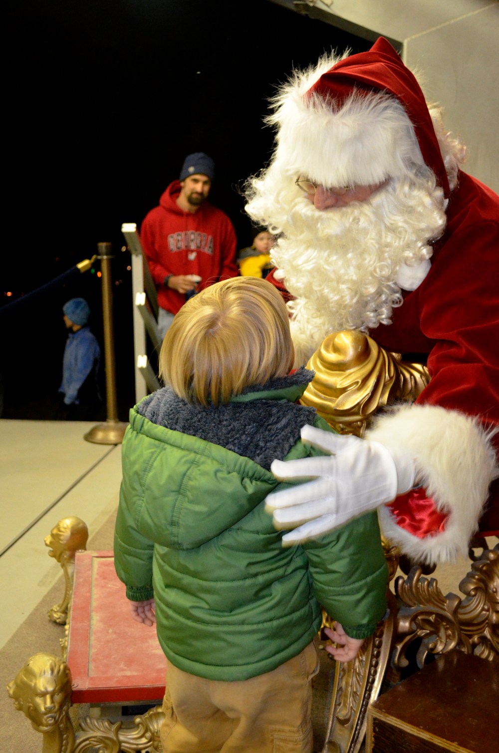 Wyatt followed Heidi's lead, refusing to sit in his lap.  His sole request?  Cars.