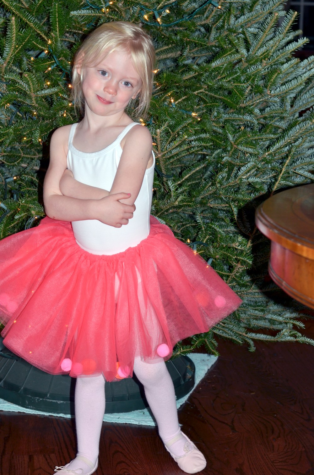 The Wednesday night after Thanksgiving my little ballerina helped me get the lights on the tree!