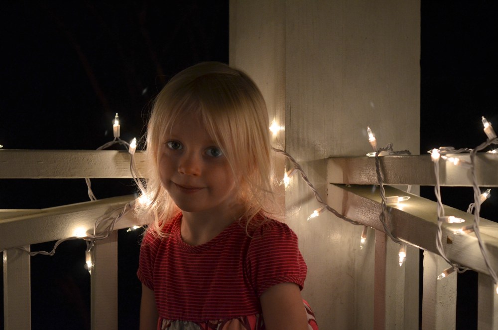Anytime that we returned home after dark, Heidi said that we needed lights on our house.  She was so tickled once they were up!