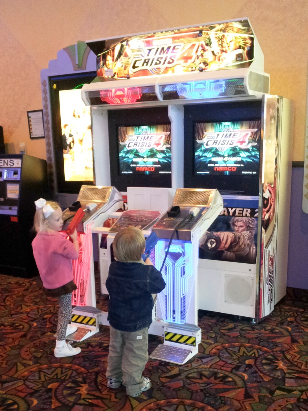 We came home one day early but spent our last vacation day together!  Lunch out and then a movie, The Croods.  The arcade games are a big draw on the way in and out of the theater.
