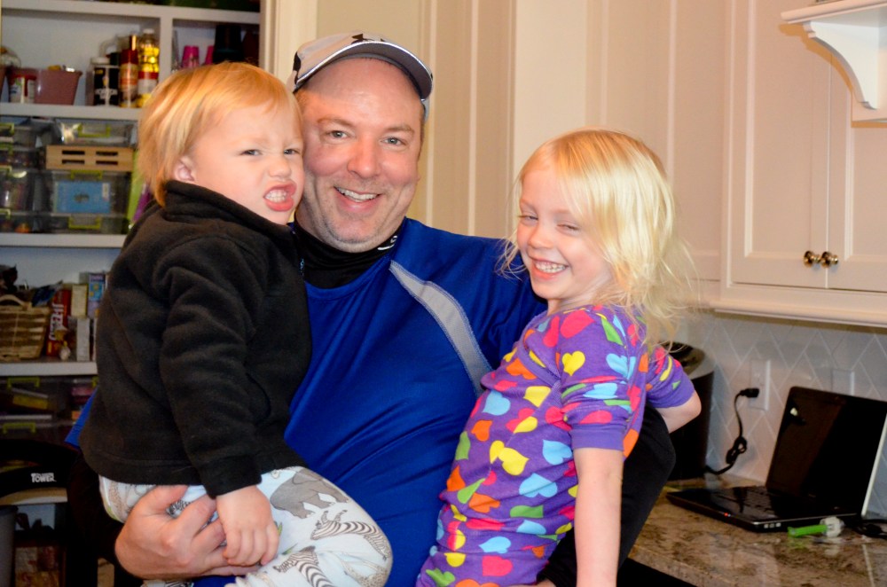 Uncle Paulie heading out for a run...or is he heading in? Is that Wyatt's "smelly" face?!