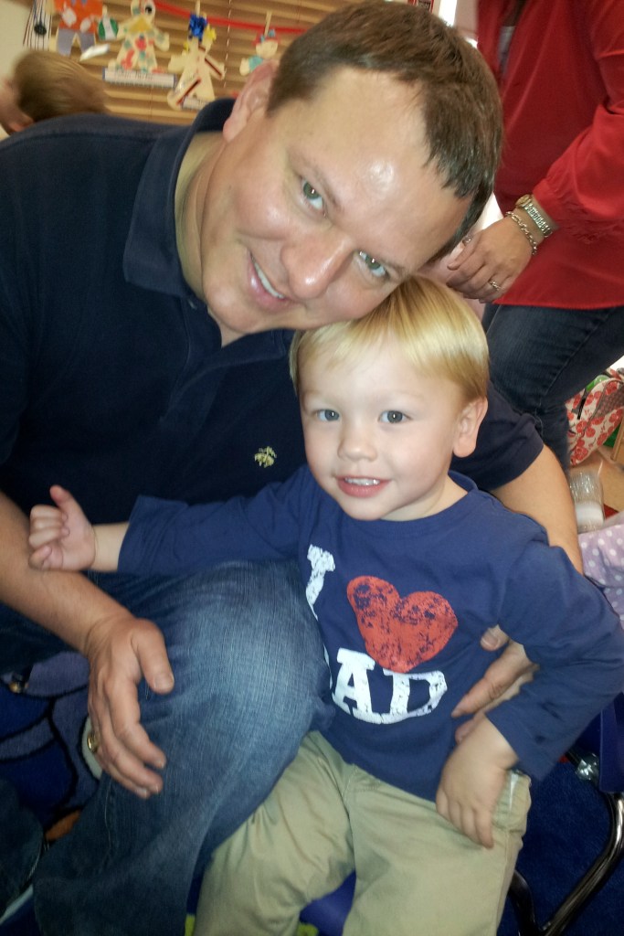 The menfolk at Wyatt's class Valentine's party