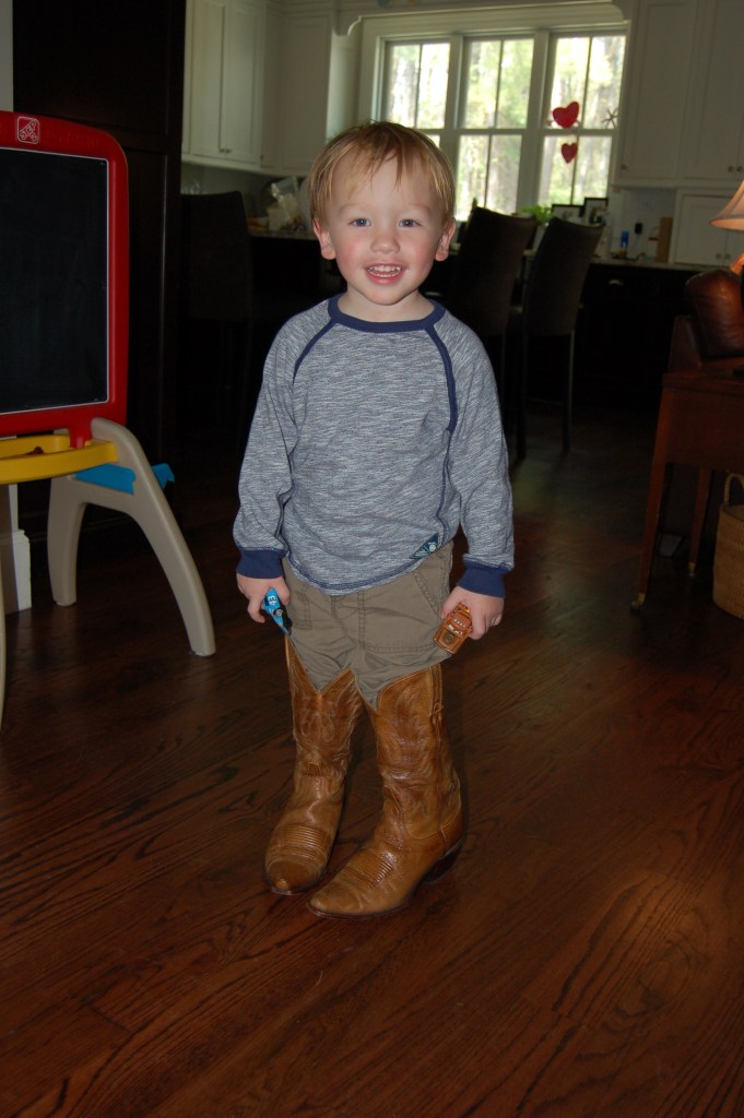 Those boots are too big now, but not for long.  