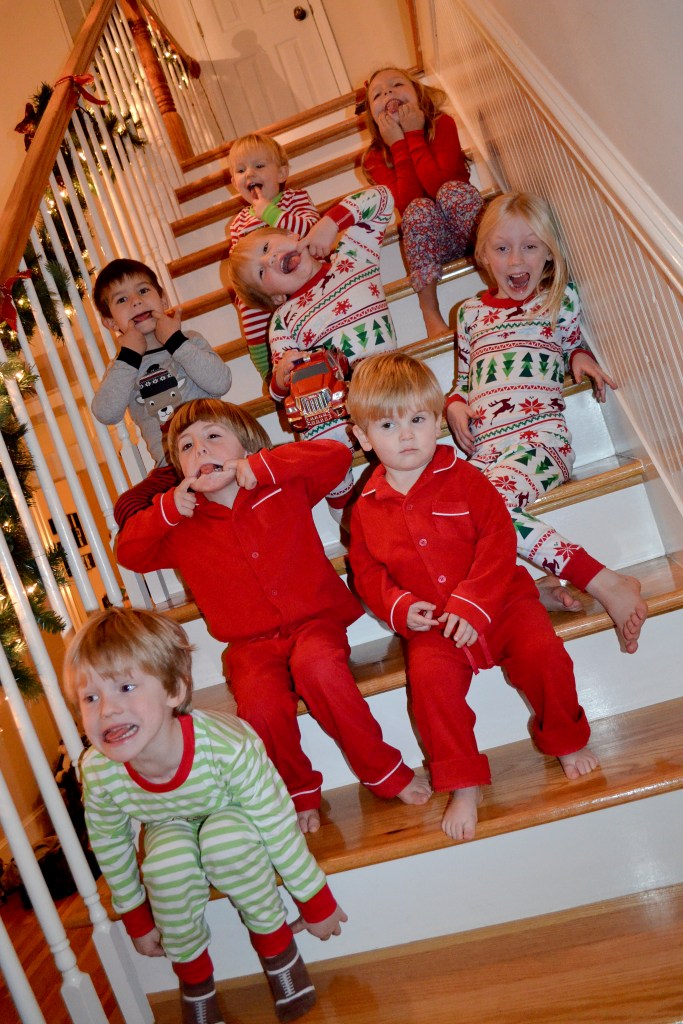 The reward for posing is taking a silly pic! PJ party in the 'hood!